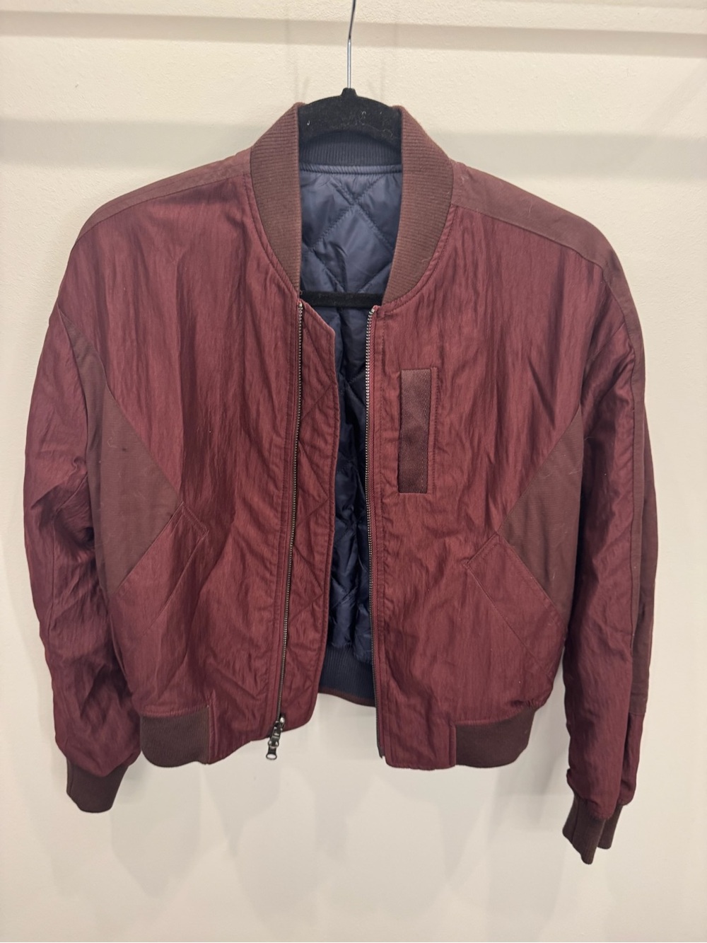 Vince Burgundy Quilted-Lined Bomber Jacket